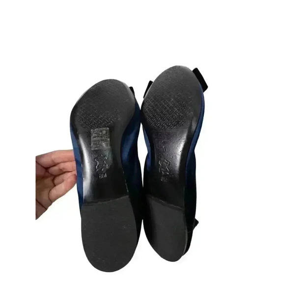 Tory Burch Velvet Bow Ballet Flats Navy Blue Size 8 Women's Shoes - Picture 7 of 7